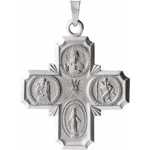 14K Yellow 12x12 mm Four-Way Cross Medal