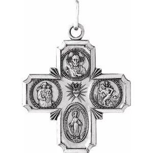 14K Yellow 12x12 mm Four-Way Cross Medal