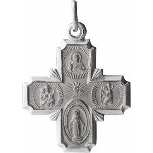 14K Yellow 12x12 mm Four-Way Cross Medal