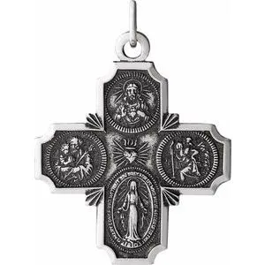 14K Yellow 12x12 mm Four-Way Cross Medal