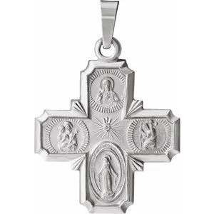 14K Yellow 12x12 mm Four-Way Cross Medal