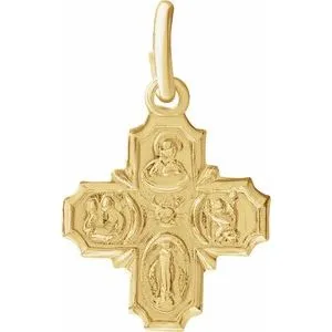 14K Yellow 12x12 mm Four-Way Cross Medal