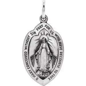 14K Yellow 13x8 mm Oval Miraculous Medal Pendant