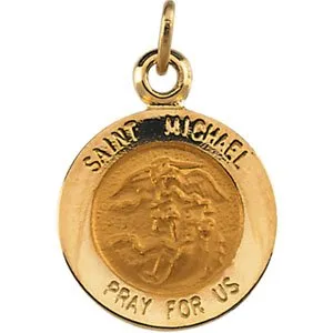 14K Yellow 18 mm St. Michael Medal