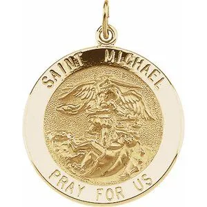 14K Yellow 18 mm St. Michael Medal