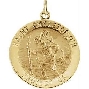 14K Yellow 25 mm St. Christopher Medal