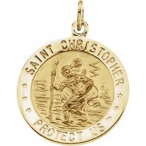 14K Yellow 25 mm St. Christopher Medal