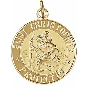 14K Yellow 25 mm St. Christopher Medal