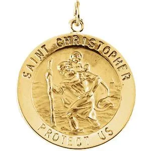 14K Yellow 25 mm St. Christopher Medal