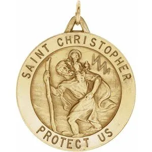 14K Yellow 25 mm St. Christopher Medal