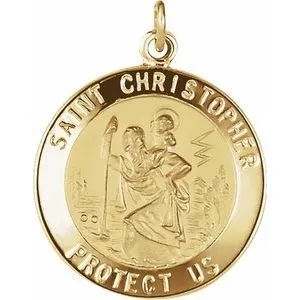 14K Yellow 25 mm St. Christopher Medal