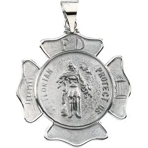14K Yellow 25 mm St. Florian Medal Pendant