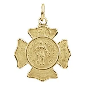 14K Yellow 25 mm St. Florian Medal Pendant