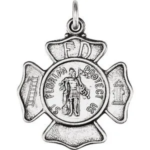 14K Yellow 25 mm St. Florian Medal Pendant