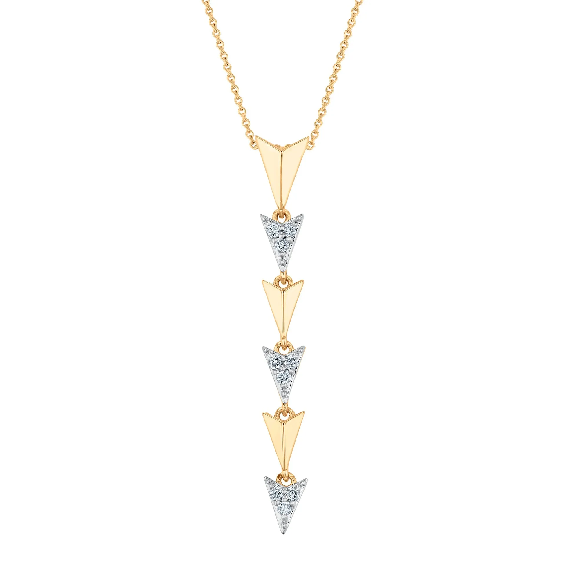 1/6ctw Diamond Yellow Gold Arrow Lariat Necklace