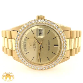 18k Gold 36mm Rolex Day Date Presidential Diamond Watch (custom diamond bezel)