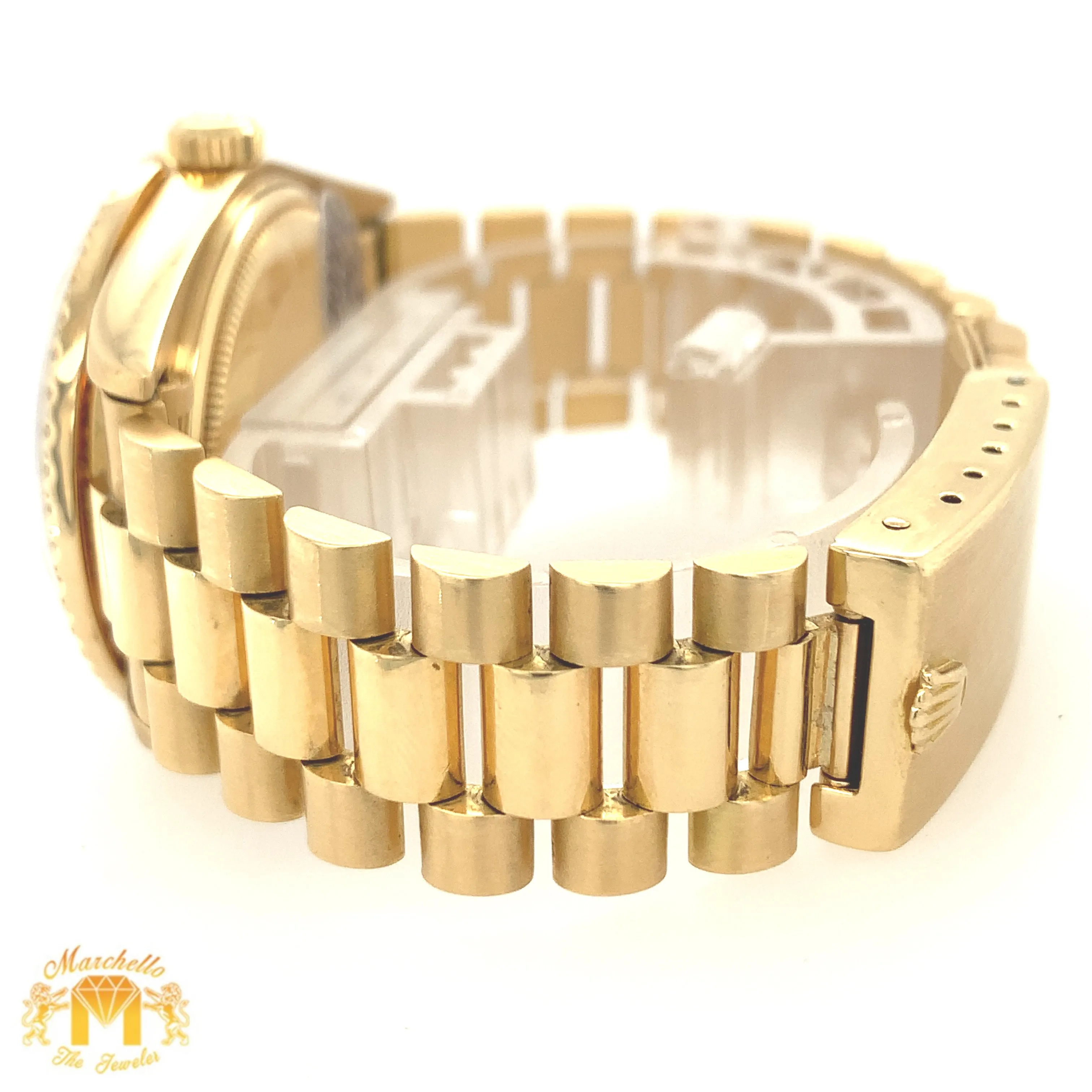 18k Gold 36mm Rolex Day Date Presidential Diamond Watch (custom diamond bezel)