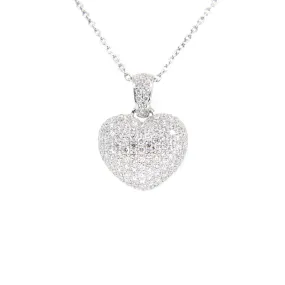 18k White Gold Tdw. 1.00CT Pave Diamond Heart Pendant - 20752163
