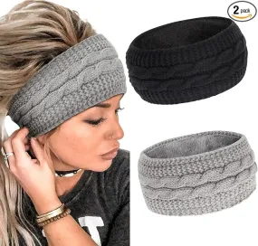 2 Pieces Running Headband Fleece Ear Warmers Headband  Winter Headbands for Women Ladies Girls