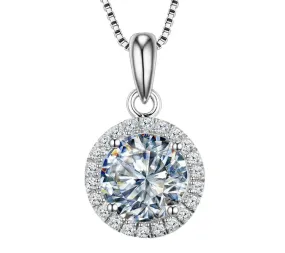 4.05 Carat Round Brilliant Cut White Gold Diamond Halo Pendant