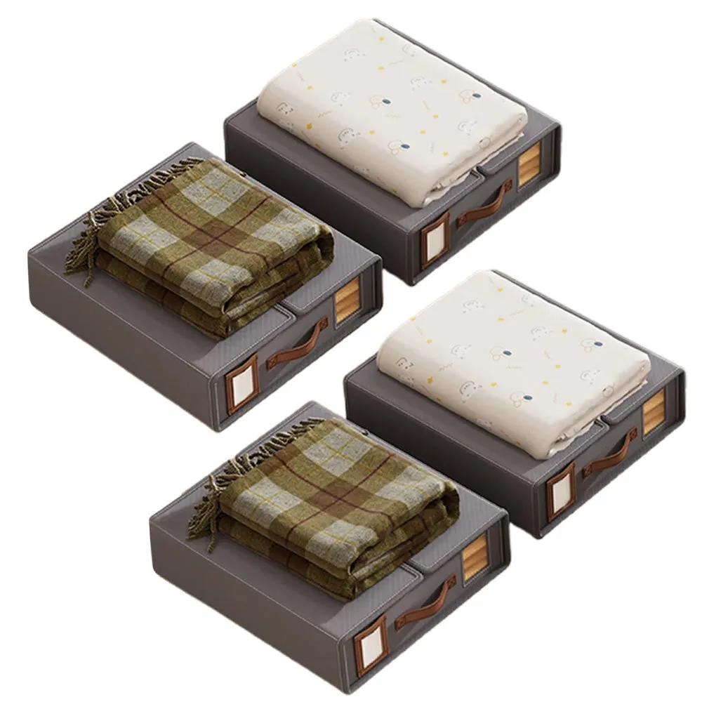 4Pcs Set Bed Sheet Organizers Bedding Storage Bags Grey
