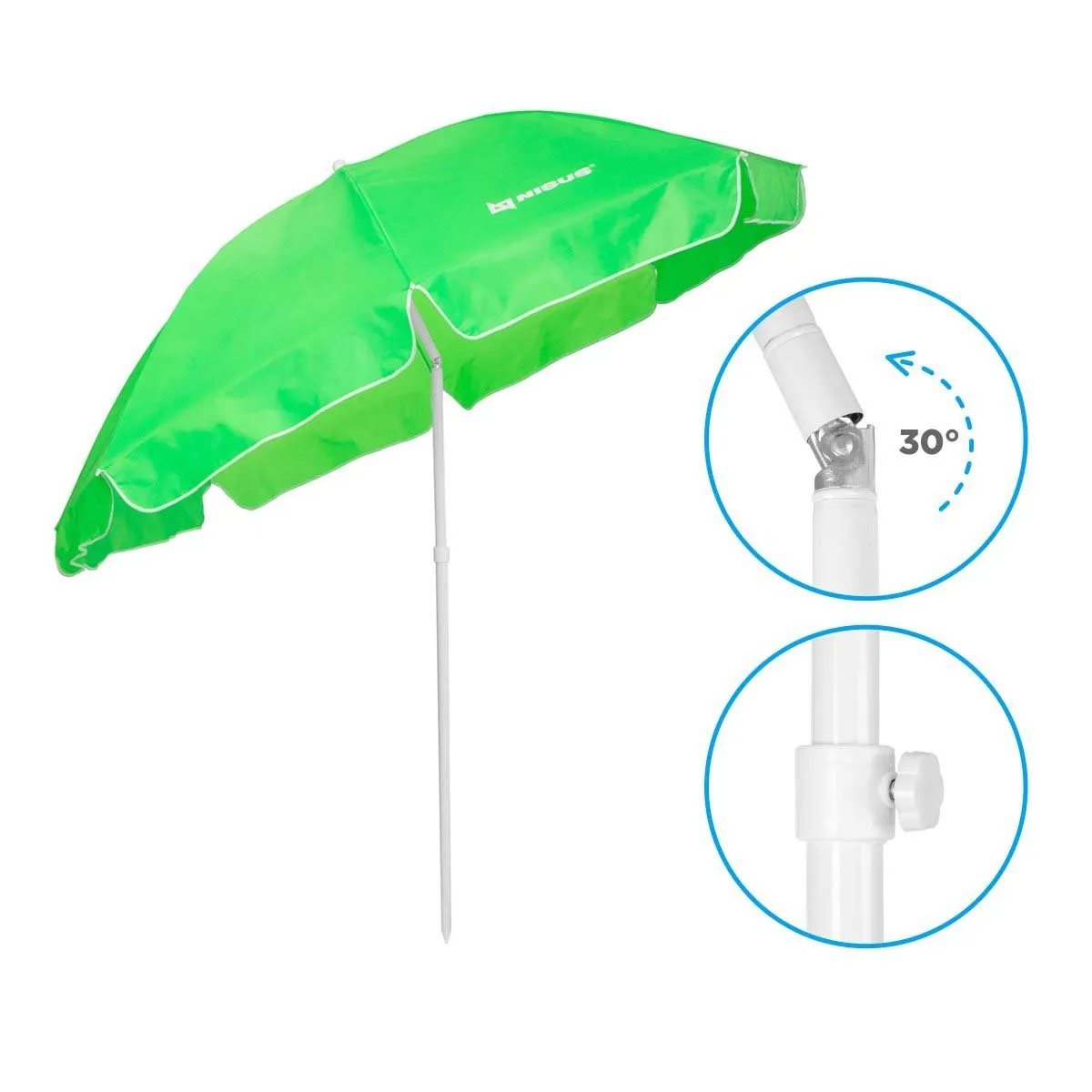 5, 6 ft Wholesale Beach Umbrella Green Folding Tilting with Carry Bag