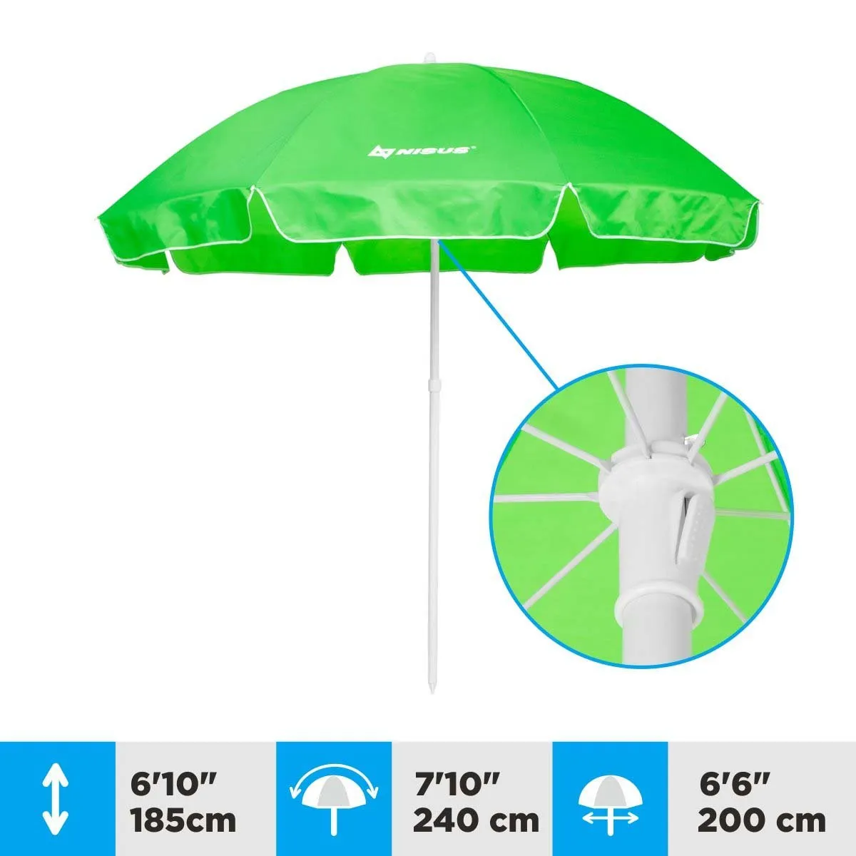 5, 6 ft Wholesale Beach Umbrella Green Folding Tilting with Carry Bag