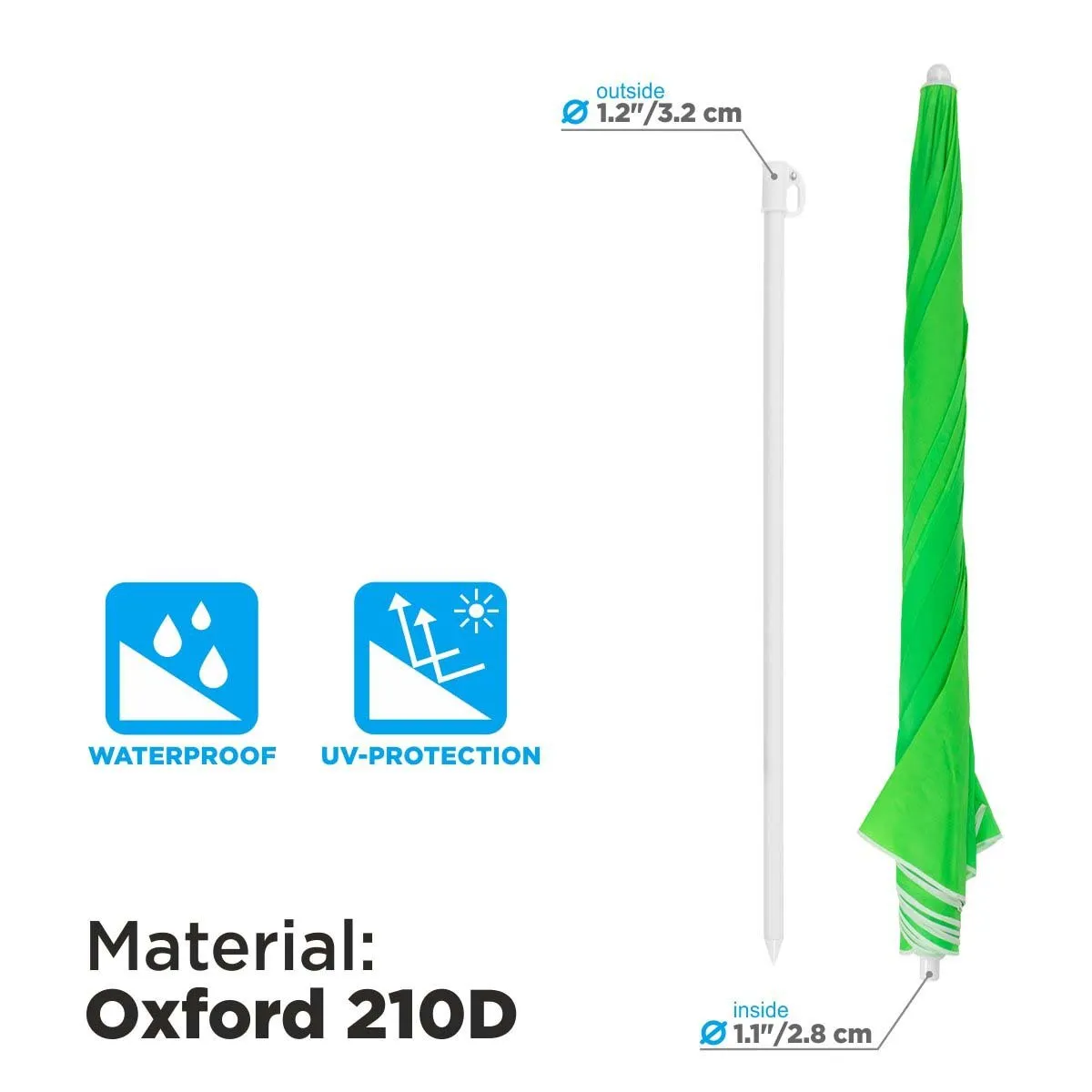5, 6 ft Wholesale Beach Umbrella Green Folding Tilting with Carry Bag