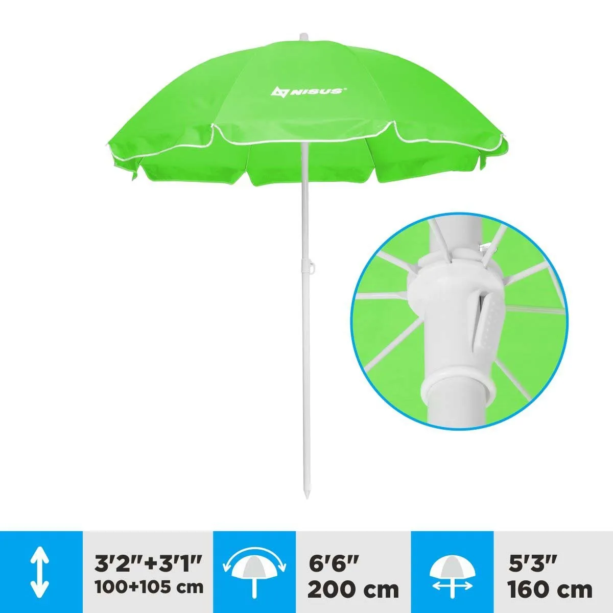 5, 6 ft Wholesale Beach Umbrella Green Folding Tilting with Carry Bag
