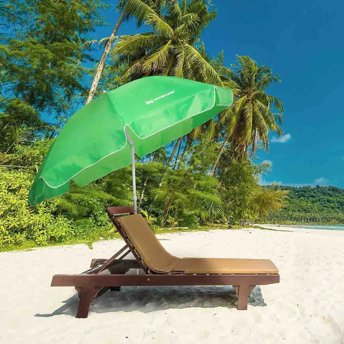 5, 6 ft Wholesale Beach Umbrella Green Folding Tilting with Carry Bag