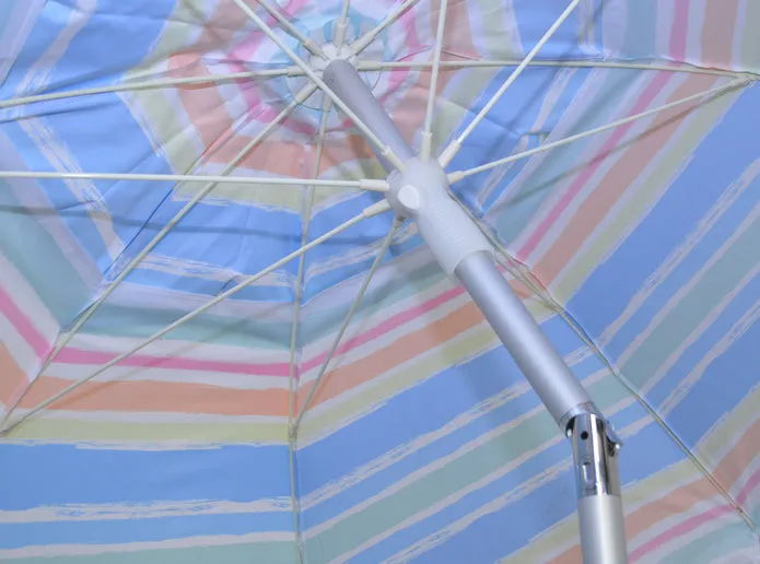 7ft Striped Beach Umbrella With Carry Bag
