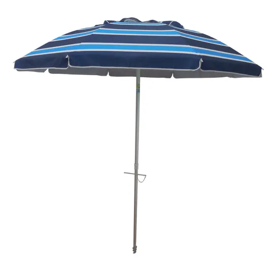 7ft Striped Beach Umbrella With Carry Bag