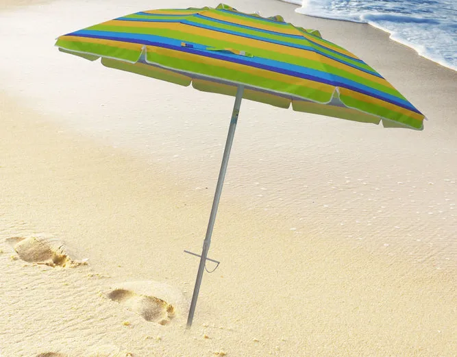 7ft Striped Beach Umbrella With Carry Bag