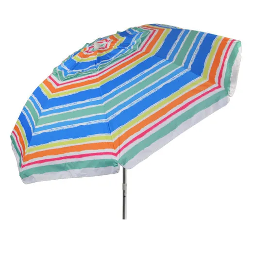 7ft Striped Beach Umbrella With Carry Bag