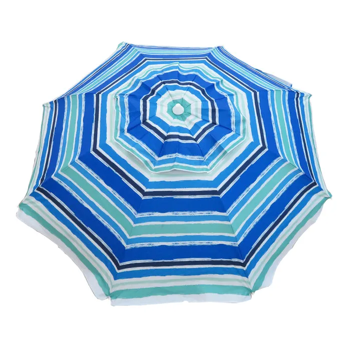 7ft Striped Beach Umbrella With Carry Bag