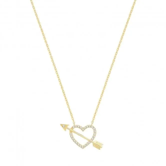 9ct Yellow Gold Zirconia Heart & Arrow Necklet NK400