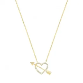 9ct Yellow Gold Zirconia Heart & Arrow Necklet NK400