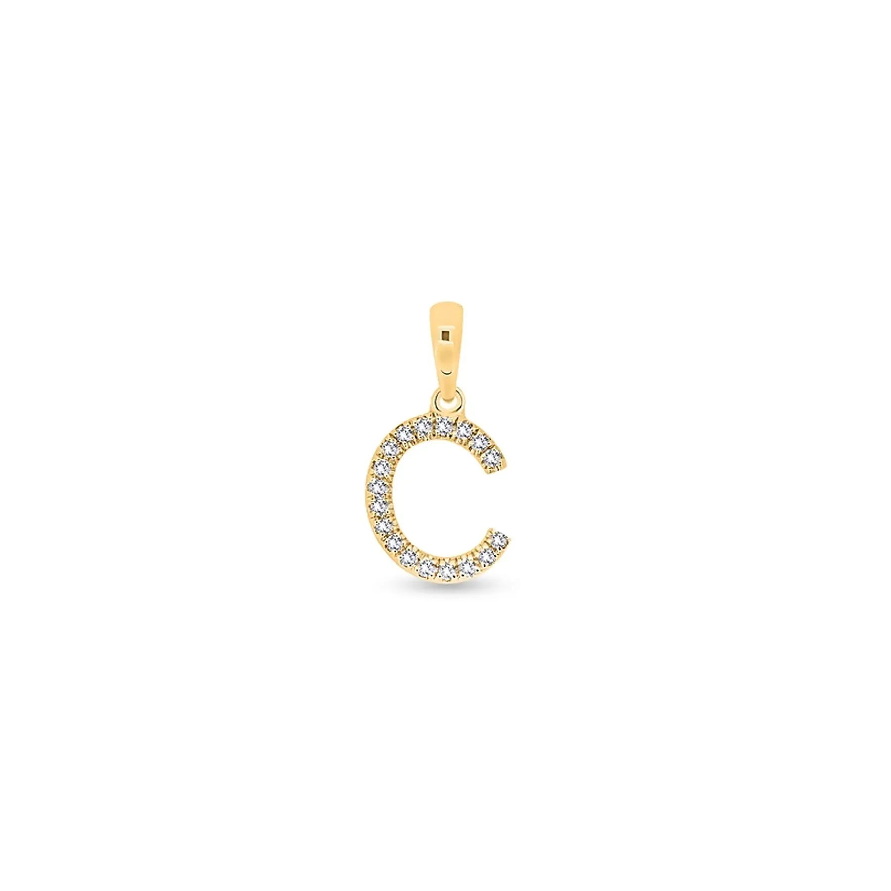 9K Gold Diamond 'C' Initial Pendant - DSSP-C
