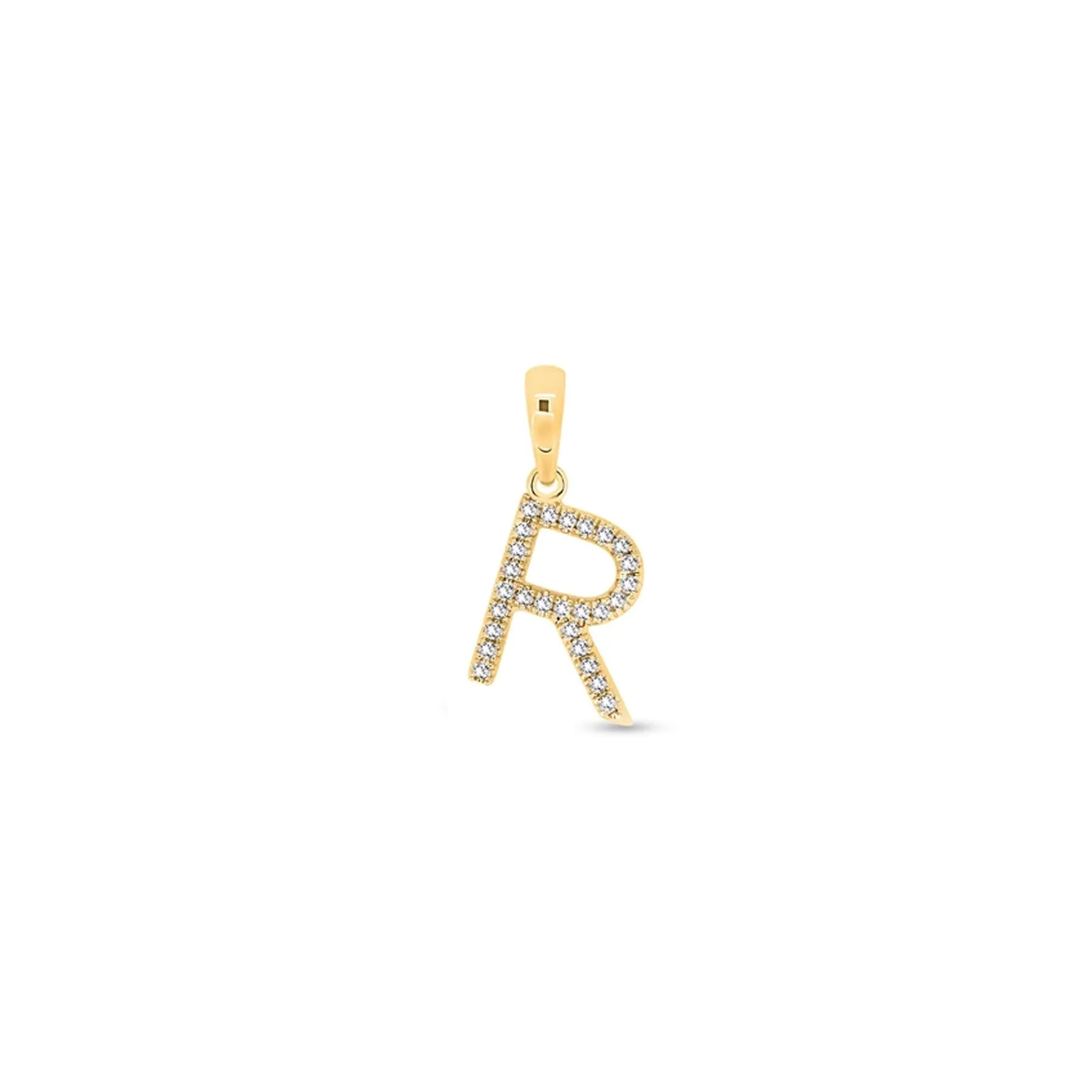 9K Gold Diamond 'R' Initial Pendant - DSSP-R