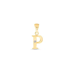 9K Gold Single Diamond 'P' Initial Pendant - DSNP-P