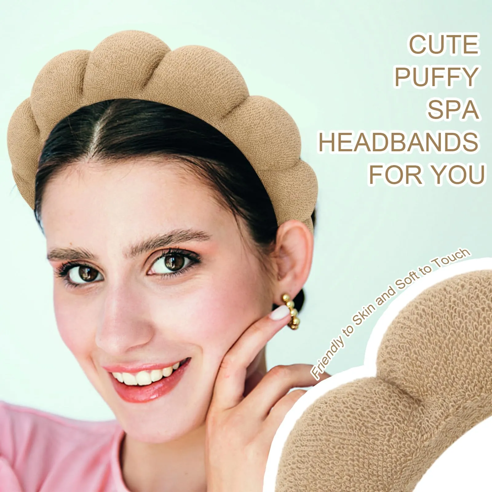 ACO-UINT 3 Pack Spa Headbands - Terry Cloth Makeup Headbands with Sponge for Skincare and Face Washing, Puffy Hair Band