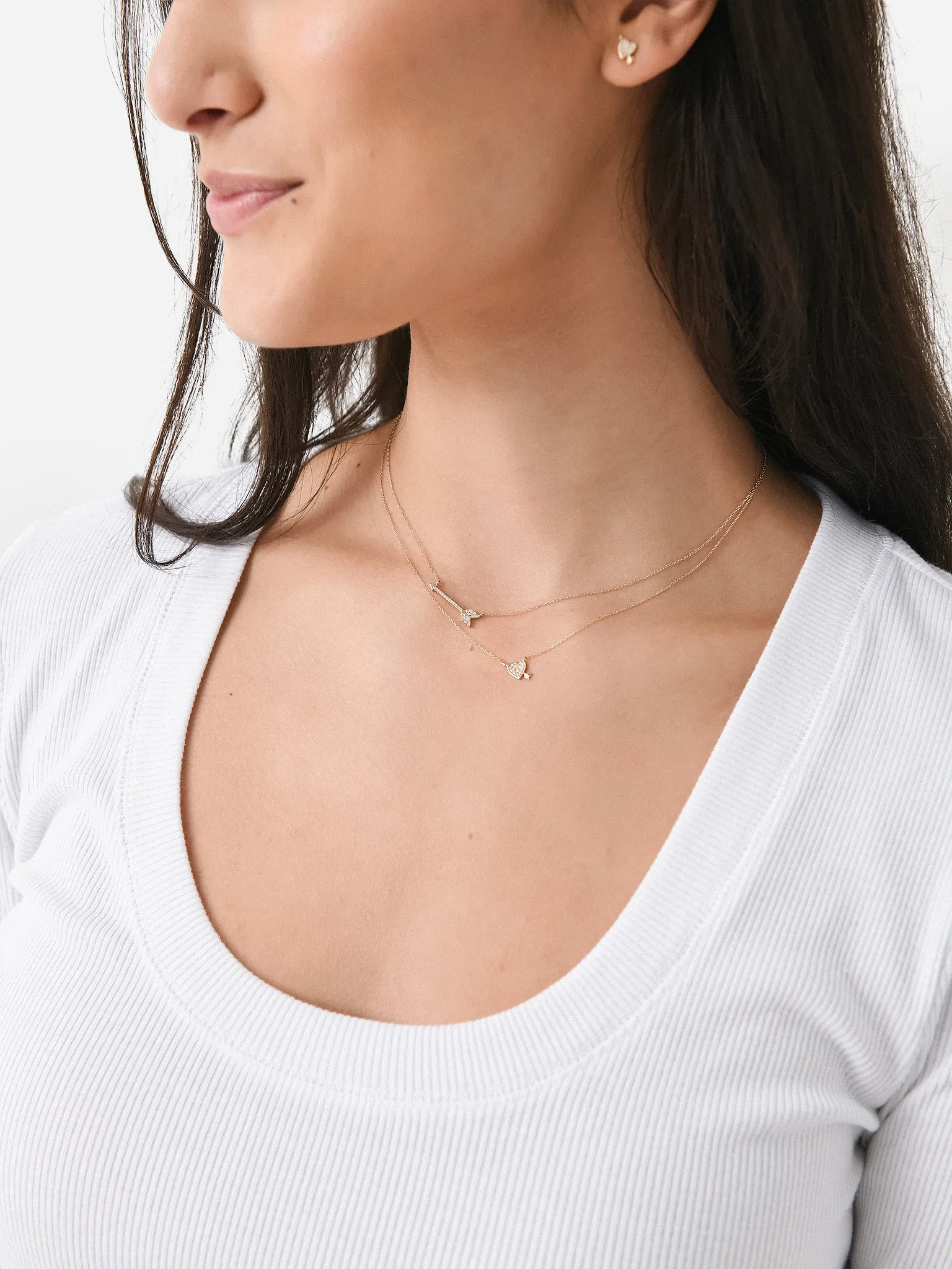 Adina Reyter Women's Tiny Pavé Heart Arrow Necklace