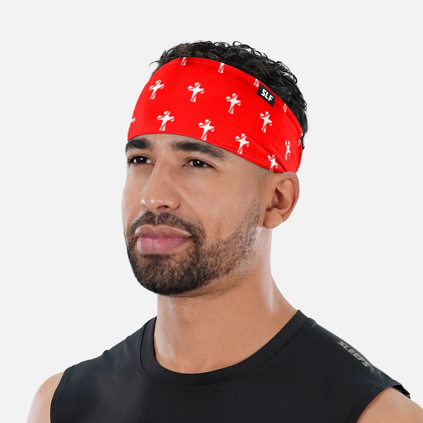 Baseball Cross Pattern Red Headband