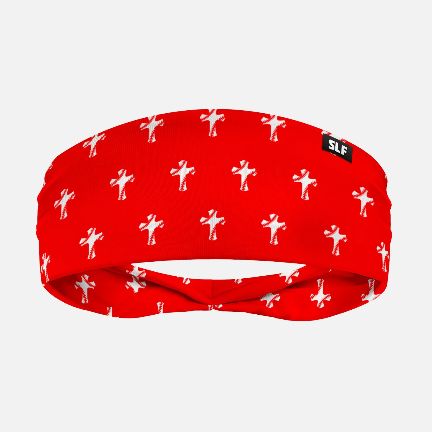 Baseball Cross Pattern Red Headband