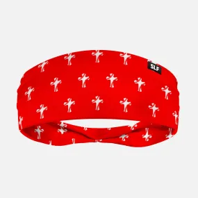 Baseball Cross Pattern Red Headband
