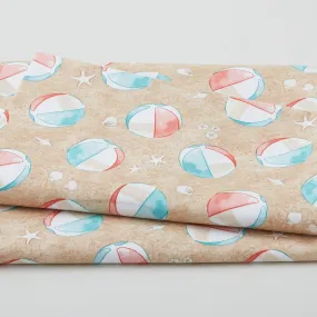 Beachy Keen - Tossed Beach Balls Sand 2 Yard Cut