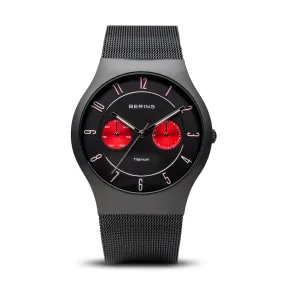 Bering Black Titanium Watch with Red Dials