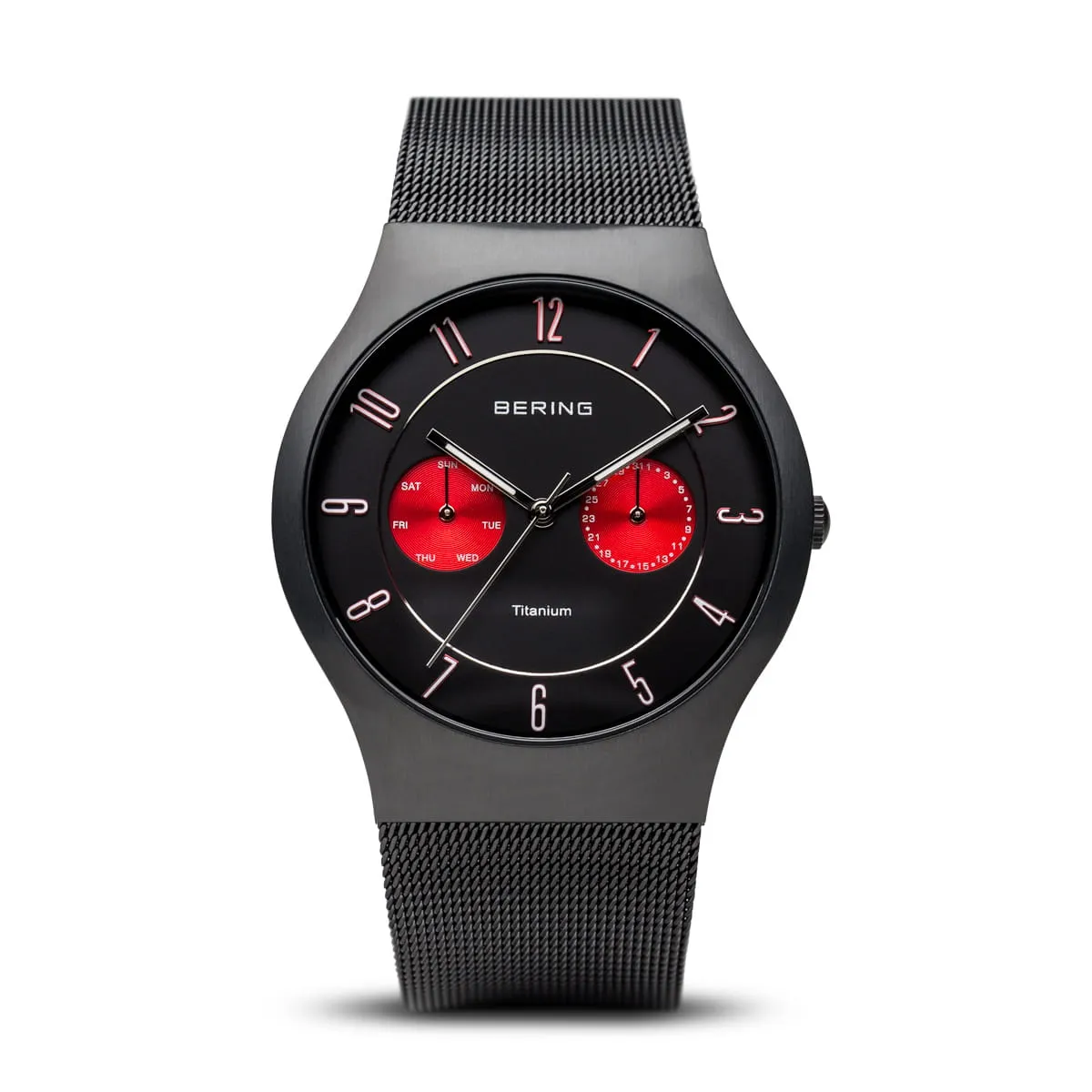 Bering Black Titanium Watch with Red Dials