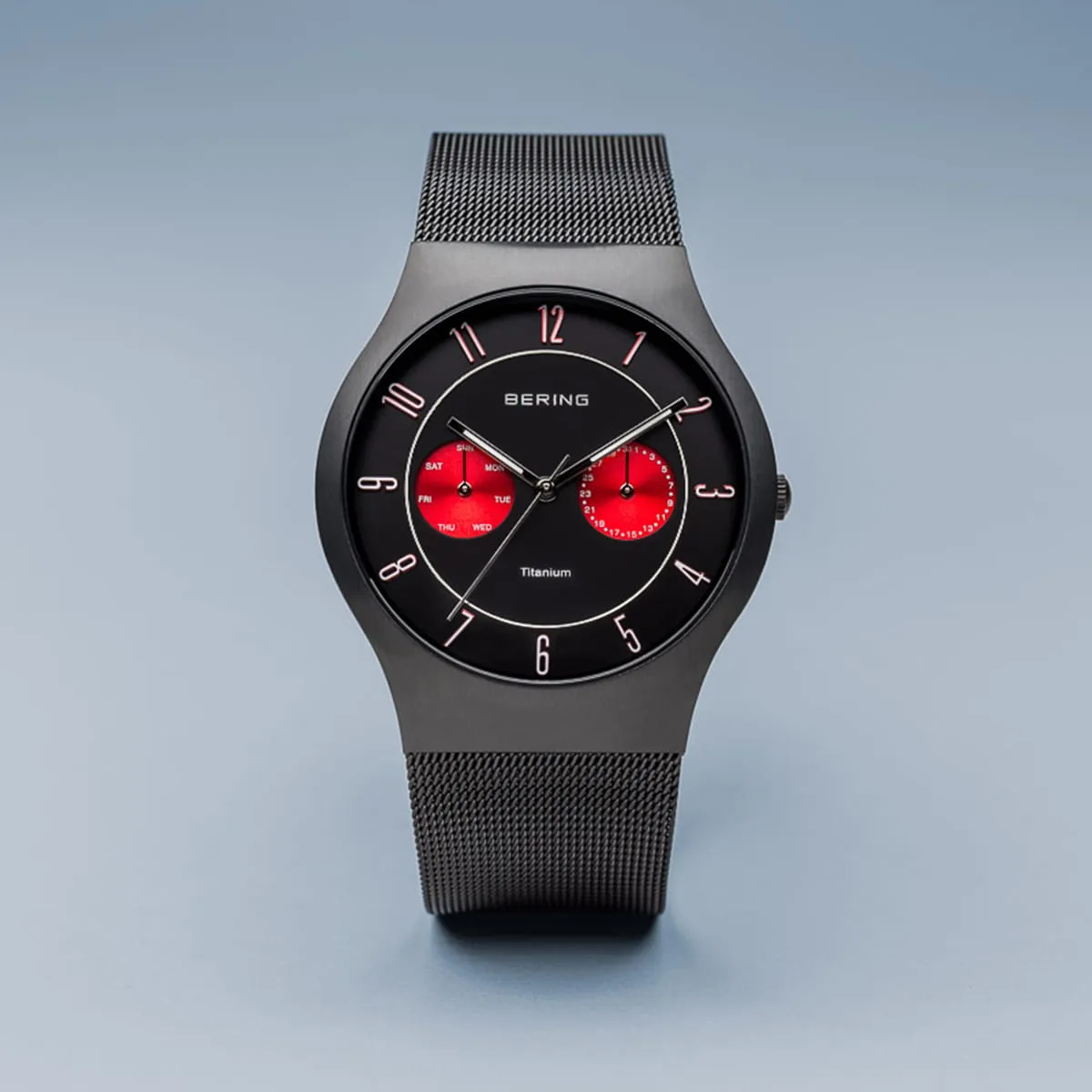 Bering Black Titanium Watch with Red Dials