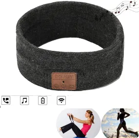 BGJOY Music Headband Sleep Headphones Sweatband with Wireless Headphone Headset Speaker Mic Handsfree Music Call Sport Headbands Earphones Headsets for Workout Running Yoga Sleeping (Dark Grey)